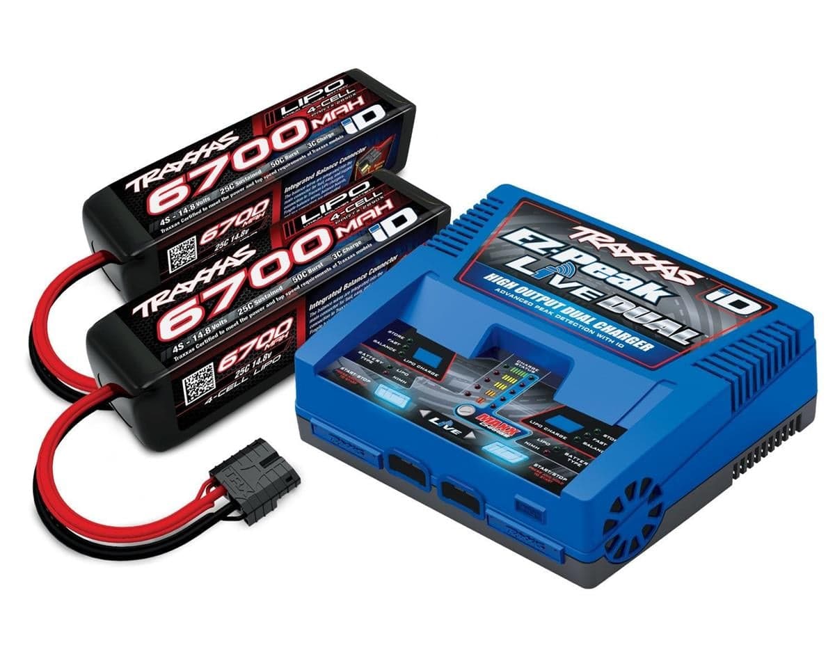 Traxxas EZ-Peak Live 4S "Completer Pack" Multi-Chemistry Battery Charger w/Two Power Cell 4S Batteries (6700mAh)