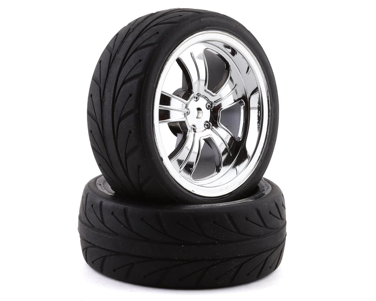 Losi 54x26mm Pre-Mounted Front Tires w/5-Spoke Wheels (Chrome) (2)