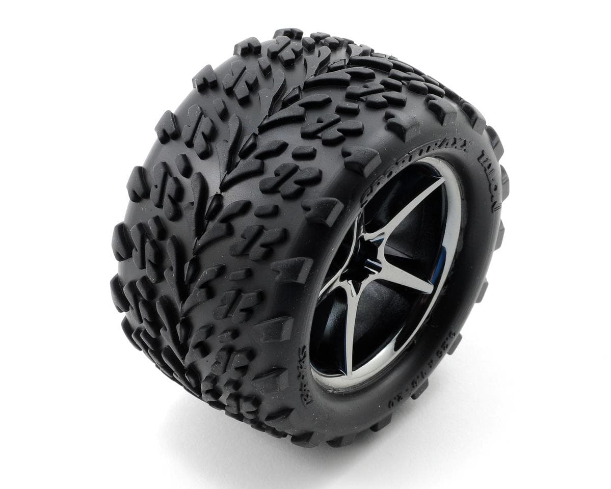Traxxas Pre-Mounted Talon Tires w/Gemini Wheels (Black Chrome) (2)
