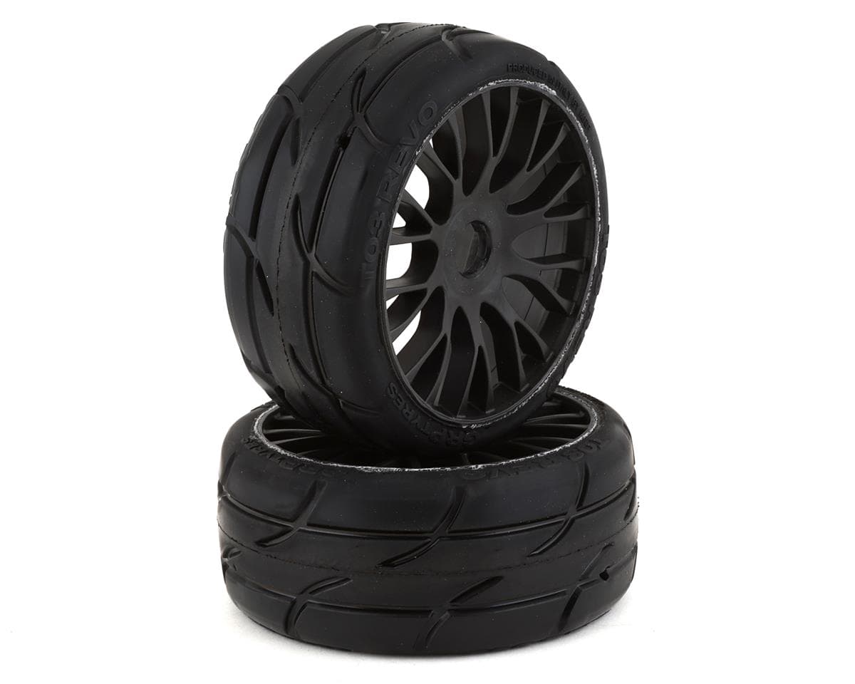 GRP Tires GT - TO3 Revo Belted Pre-Mounted 1/8 Buggy Tires (Black) (2) (XM3) w/FLEX Wheel