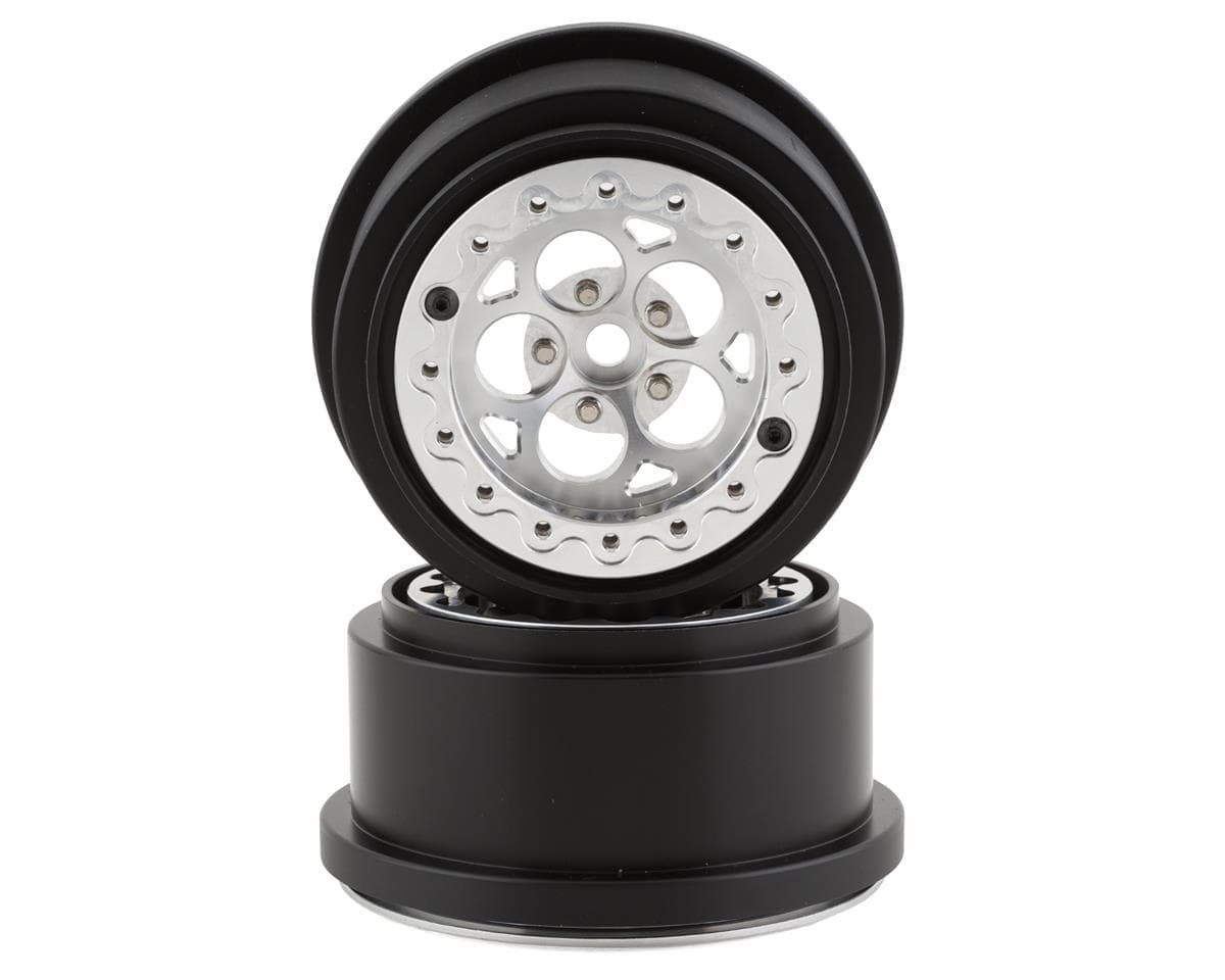 SSD RC 5 Hole Lightweight Aluminum Drag Racing Beadlock Wheels (Silver) (2) (2.2/3.0")