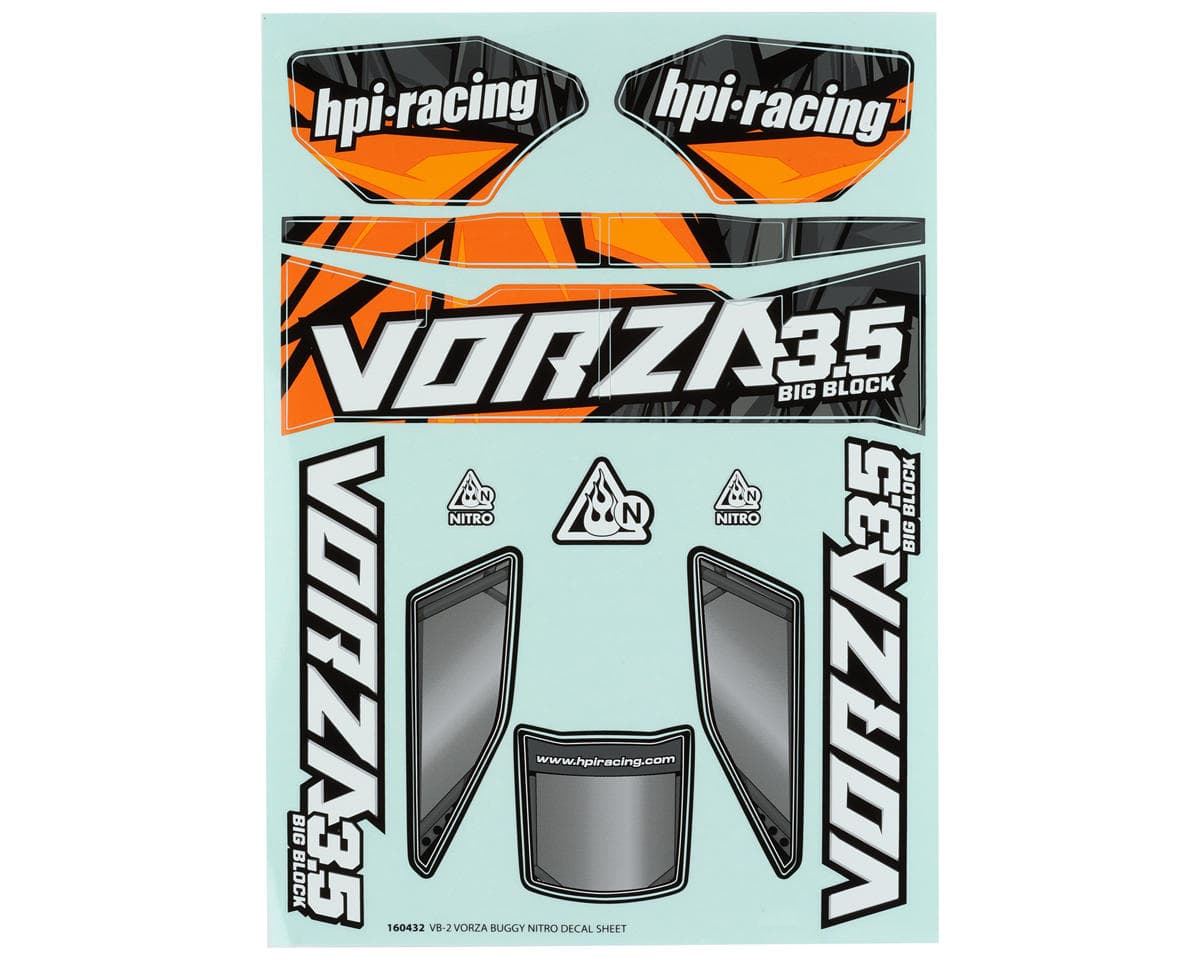 HPI Vorza Buggy Nitro VB-2 Decal Sheet (Orange)