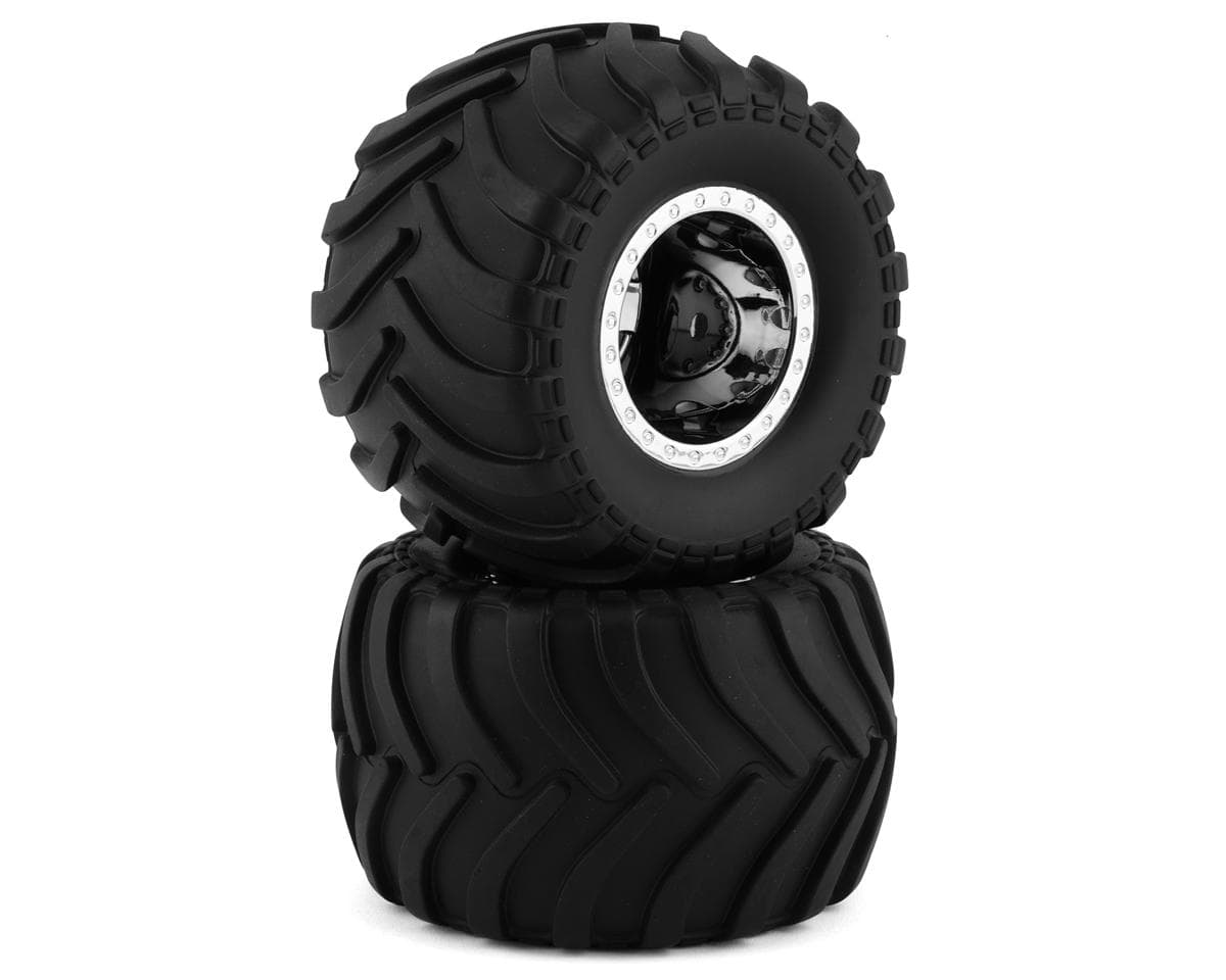 Team Associated MT12 Pre-Mounted Wheels and Tires (Chrome) (2)
