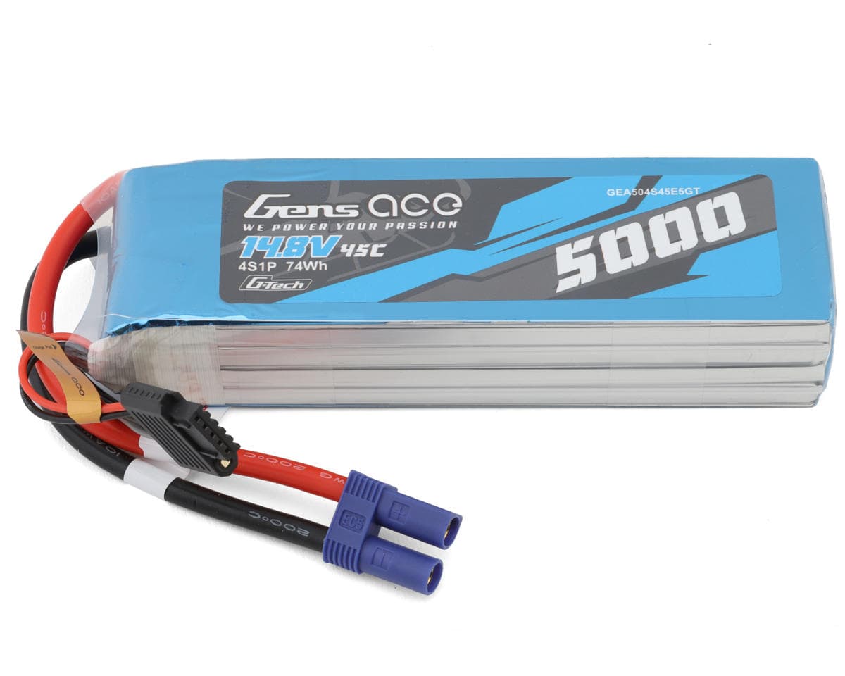 Gens Ace G-Tech Smart 4S LiPo Battery 45C (14.8V/5000mAh) w/EC5 Connector