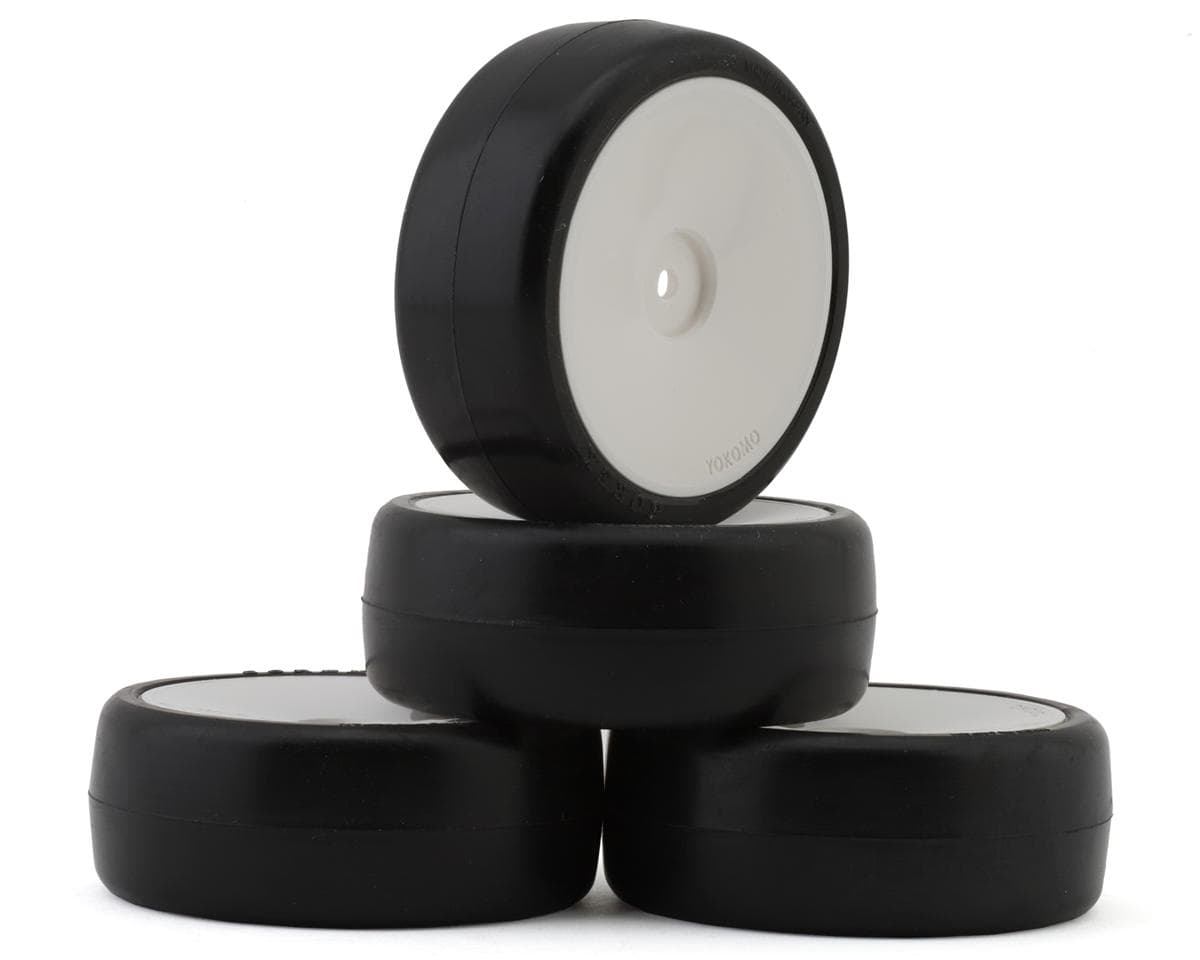 Yokomo Sorex Pre-Glued 1/10 Touring Car Tires (White) (4) (40 Shore) (Carpet Insert) w/12mm Hex