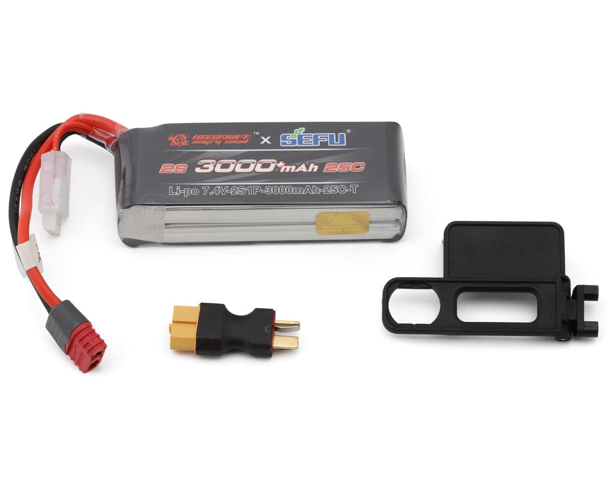MJX HYPER GO Angry Snail™ 2S 25C LiPo Battery (7.4V/3000mAh) w/T-Style Connector, Hold-Down, & XT60 Adapter