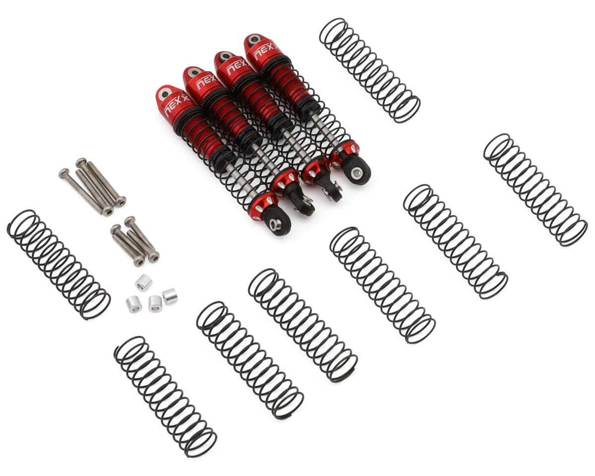 NEXX Racing Redcat MT-18 59mm Long-Travel Aluminum Oil-Filled Shocks (Red) (4)
