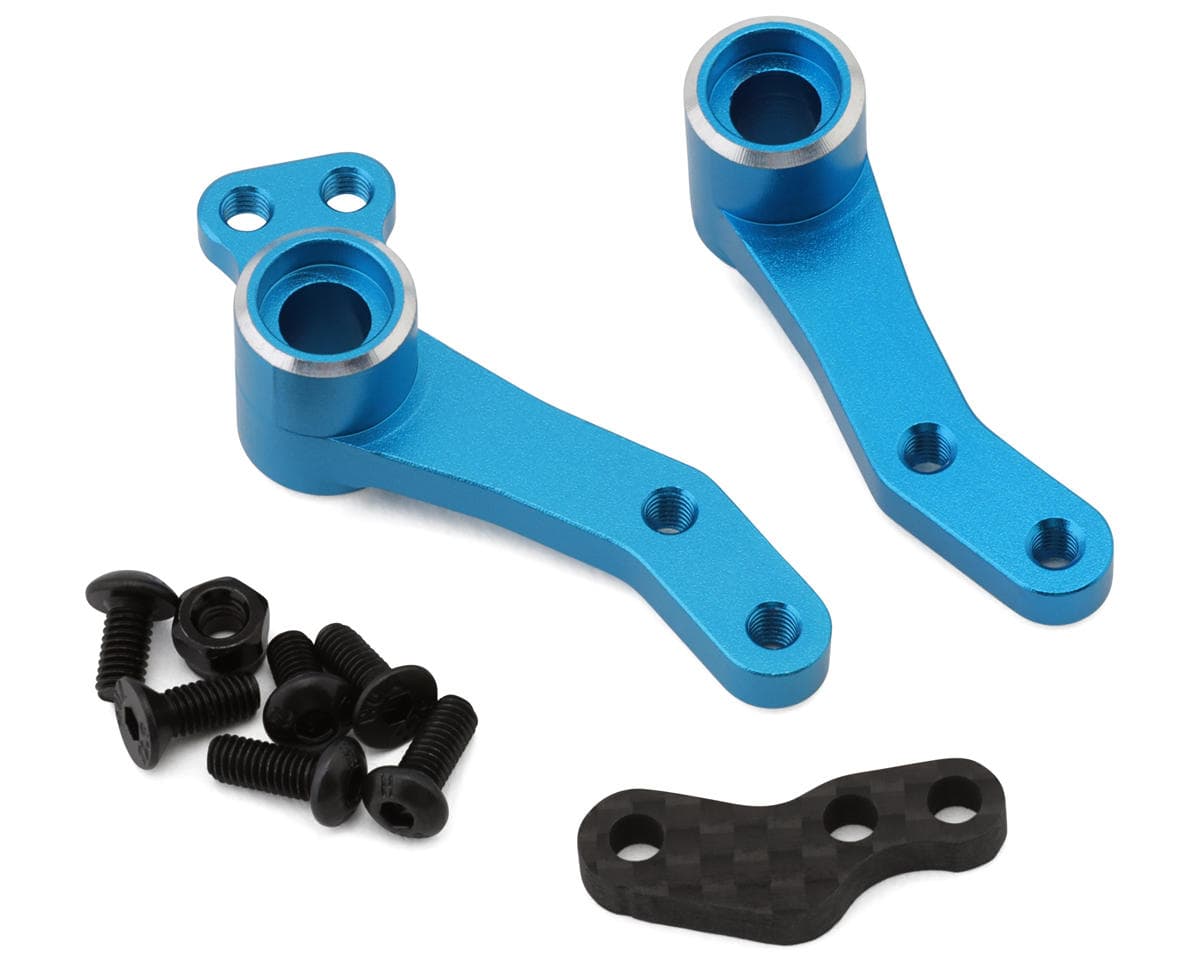 Team Associated DC10 Factory Team Aluminum Bellcrank Steering Arm Set (Blue)