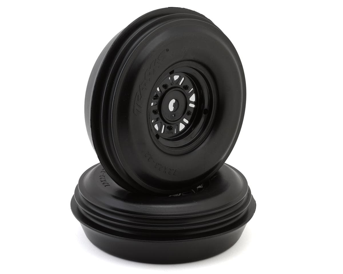 Traxxas Ribbed Front Pre-Mounted Tires w/Funco Wheels (Black) (2)