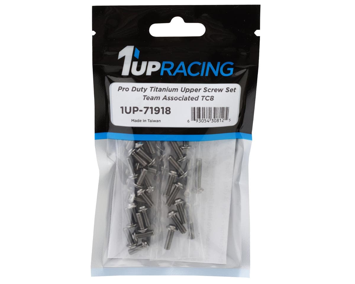 1UP Racing Associated TC8 Pro Duty Titanium Upper Screw Set (Silver) (68)