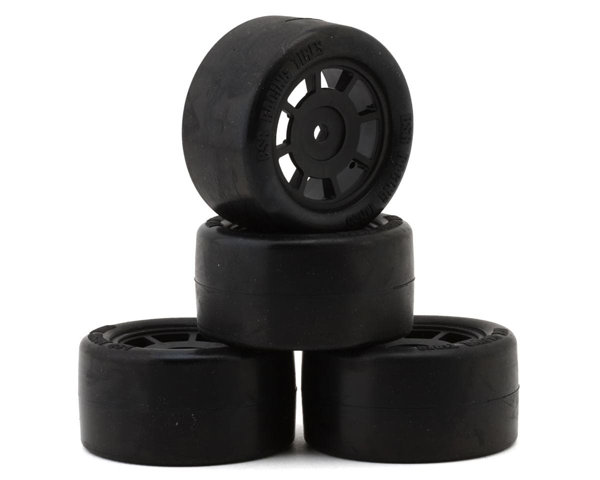 BSR Racing 1/12 Race Radial Pre-Mounted Rubber Carpet Tires (4) (32 Shore)