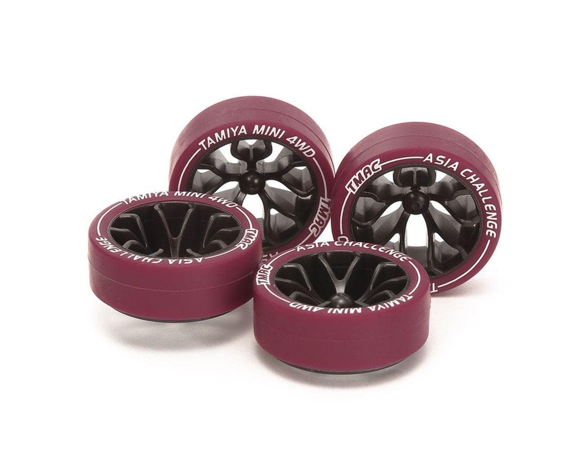 Tamiya JR Mini 4WD Small Diameter Low Friction & Profile Tires Set w/Y-Spoke Wheels (Asia Challenge Limited Edition)
