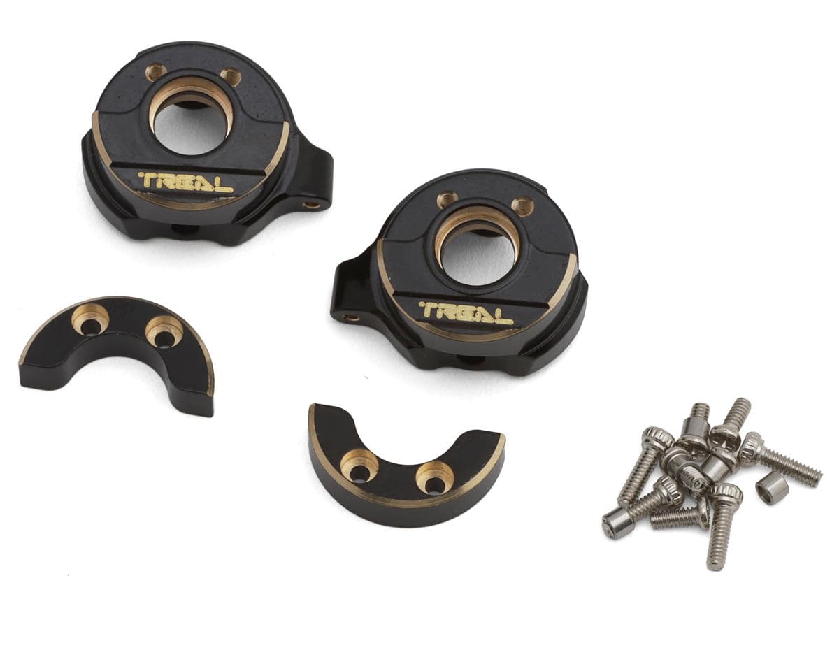Treal Hobby SCX30 Brass Steering Knuckles (Black) (2) (7.75g ea)