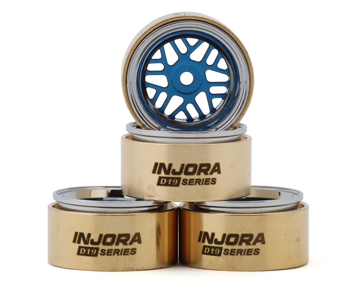 Injora 0.7" D19 ModuWheel Brass & Aluminum Micro Crawler Beadlock Wheels (Blue) (4) (8.4g ea) (-2mm Offset) (Ascent-32)