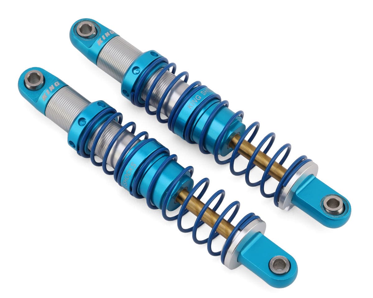 RC4WD King Off-Road Racing Aluminum 1/10 Rock Crawler Dual Springs Oil Shocks (80mm) (Silver/Blue) (2)