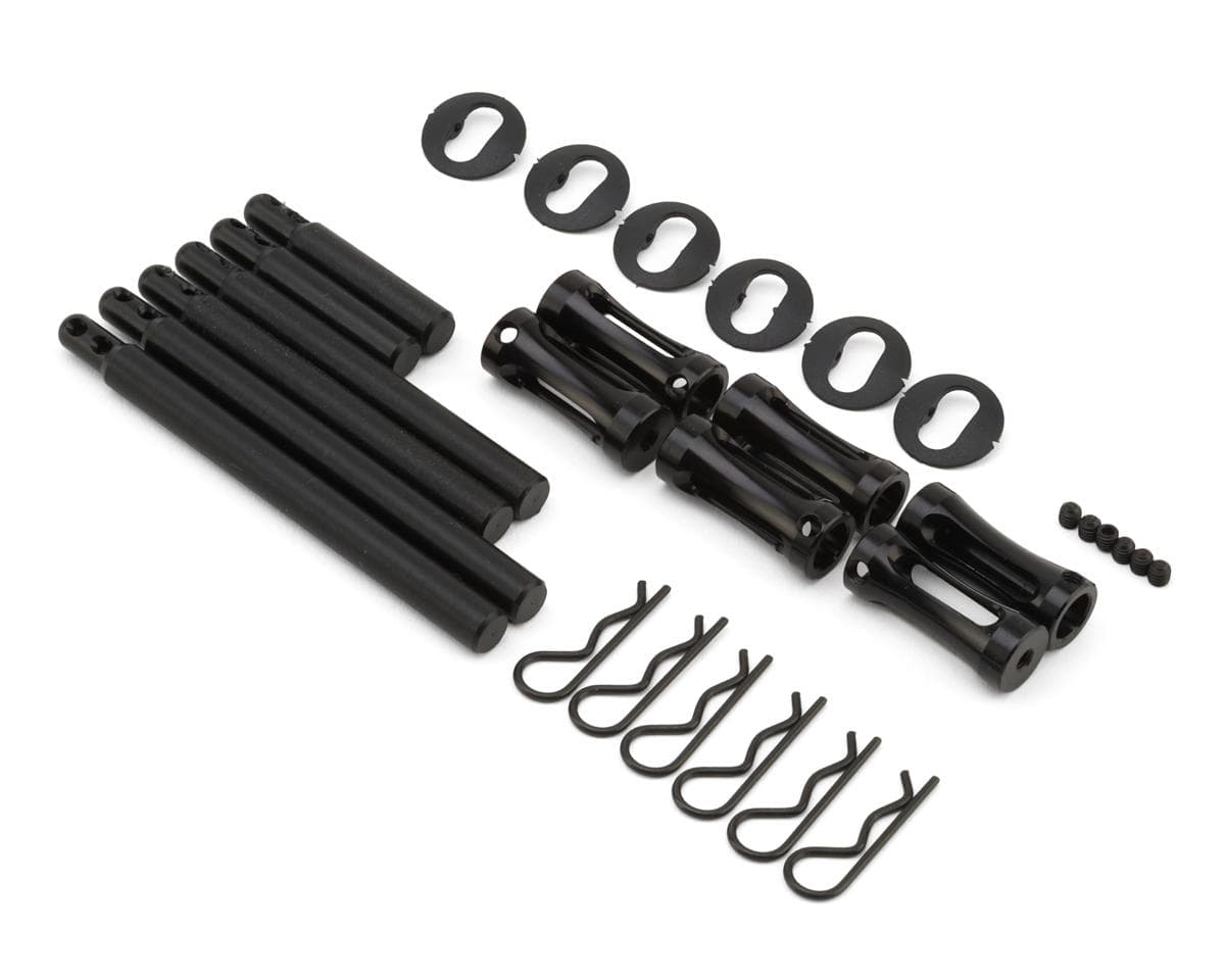 Quasi Speed Dirt Oval Aluminum Clipped Body Post Kit (Black) (Metric)