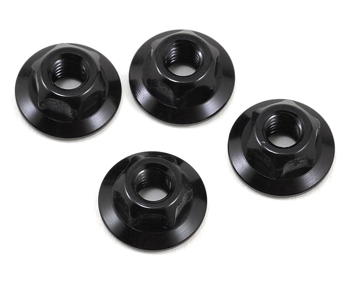 JConcepts 4mm Large Flange Serrated Locking Wheel Nut Set (Black) (4)