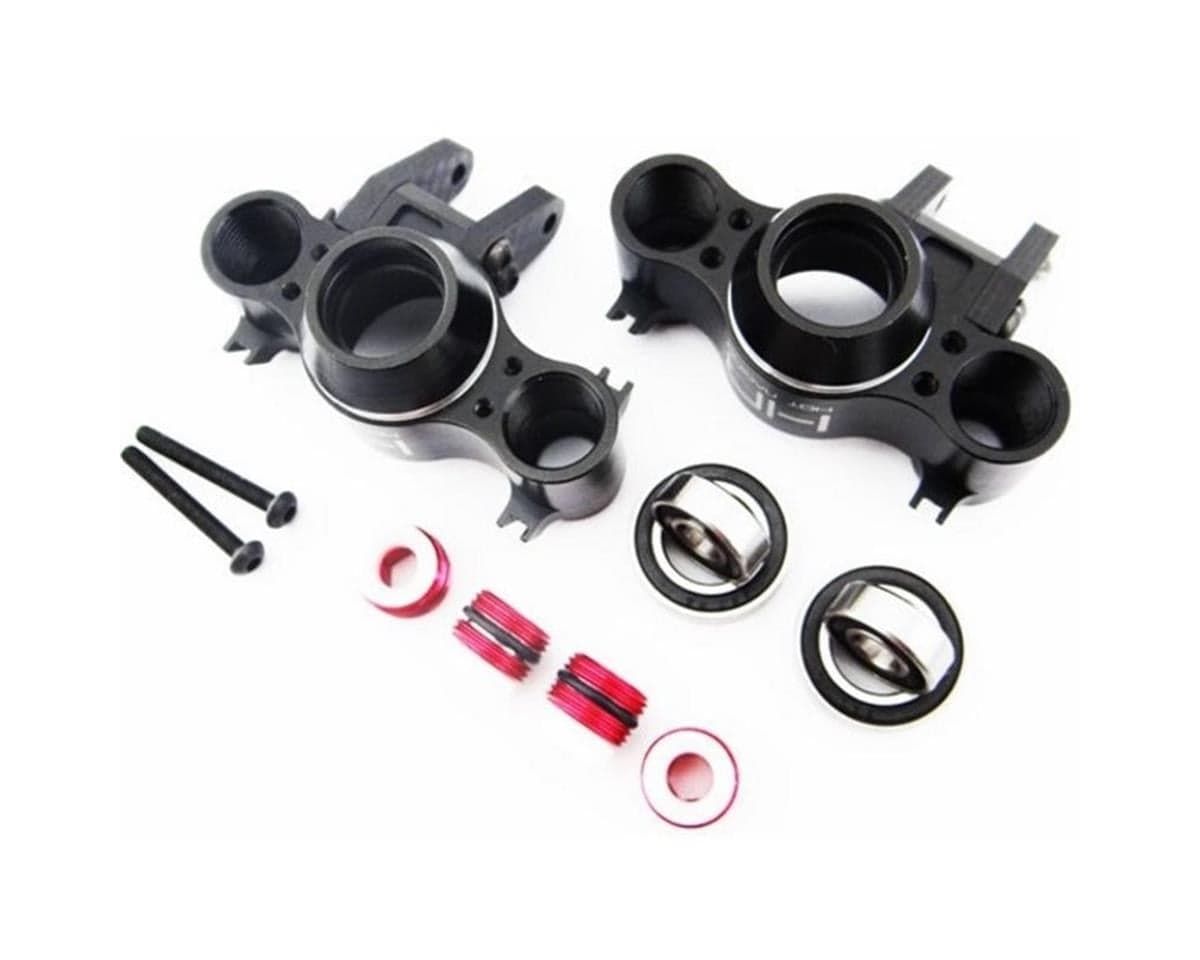 Hot Racing Aluminum Axle Carriers for Traxxas T-Maxx/Revo/Summit (Black) w/Bearings & Carbon Arms